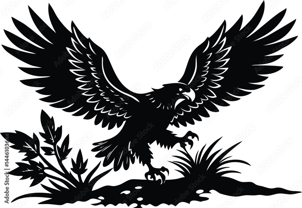 Obraz premium Eagle Landing Silhouette