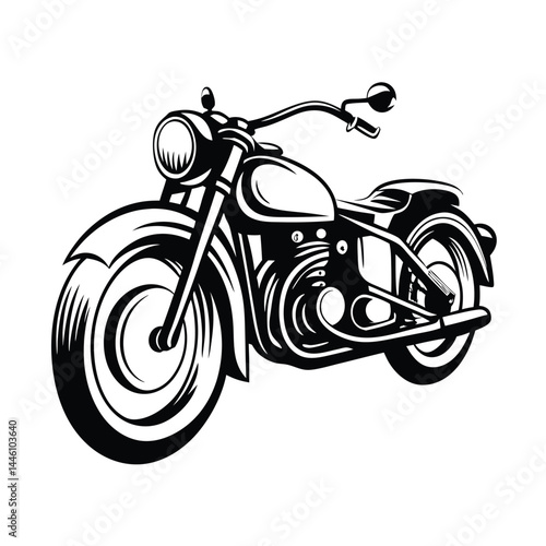 Vintage Motorcycle Classic Black and White Biker Design on Isolated Background