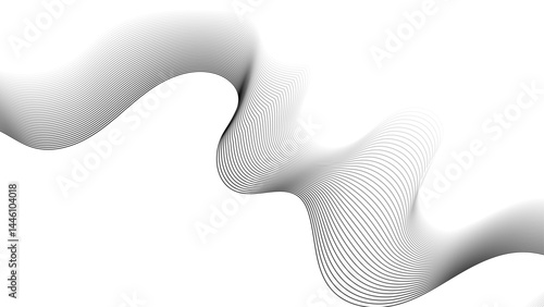 Modern abstract white wave digital geometric Technology, data science frequency gradient lines on transparent background. Undulate Grey Wave Swirl, frequency sound wave, twisted curve lines with blend