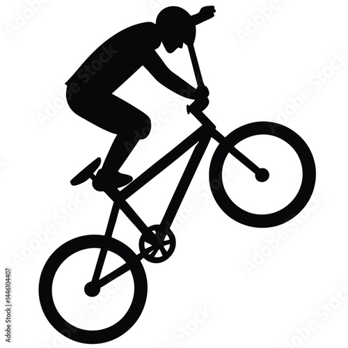 BMX Rider Silhouette Action Sports Vector Graphic