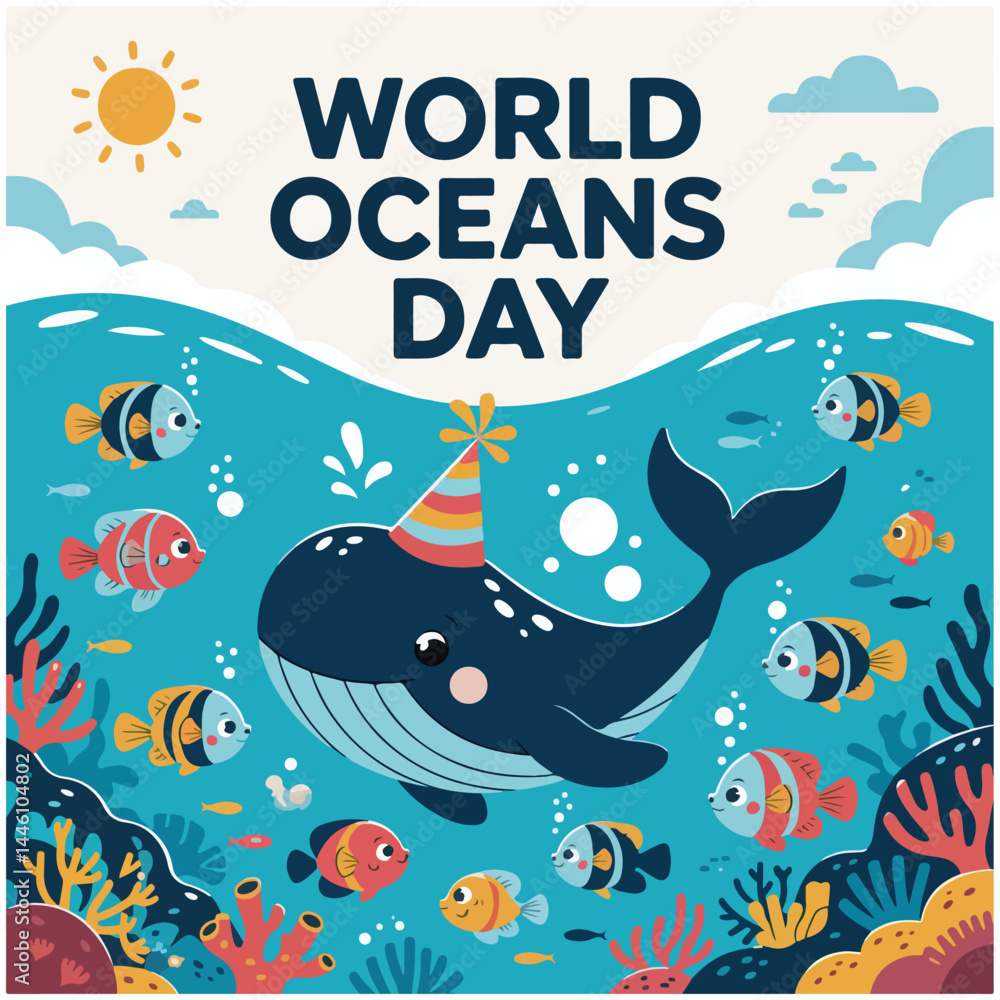 Fototapeta premium World Oceans Day flyer image 13.eps