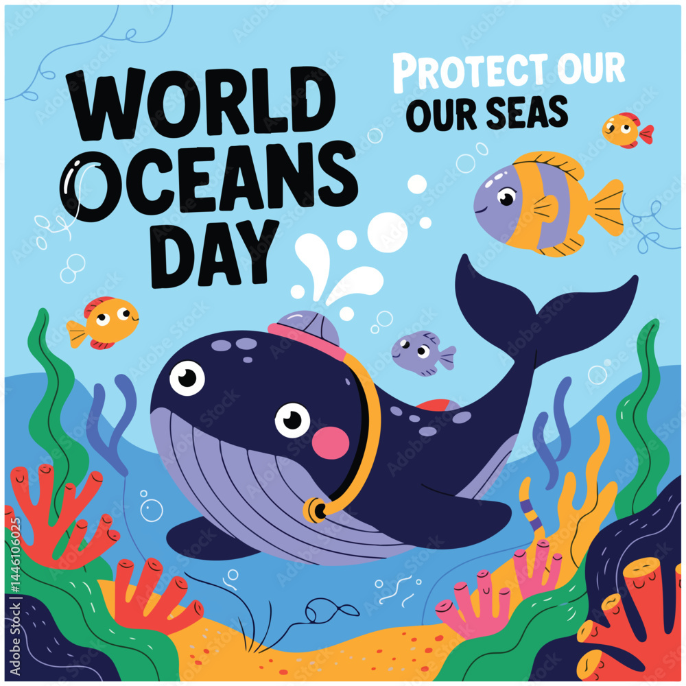 Fototapeta premium World Oceans Day flyer image 1.eps