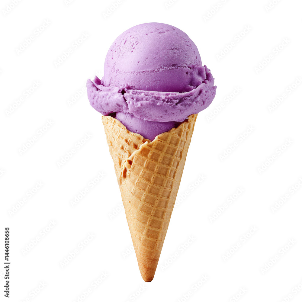 Lavender honey ice cream in a cone Lavender honey ice cream in a cone