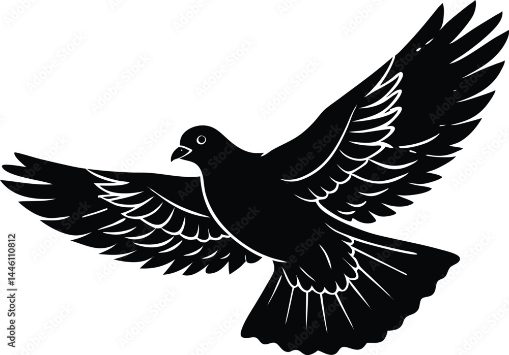 Obraz premium Pigeon Flying Silhouette