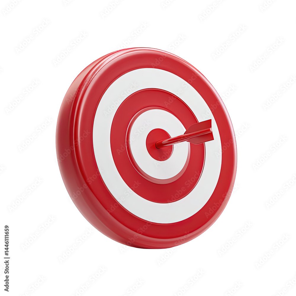 Red target bullseye arrow success achievement goal business 3d aim white on transparent background Red target bullseye arrow success achievement goal business 3d aim white on transparent background