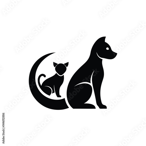 Minimalist Pet Logo Combining Cat and Dog