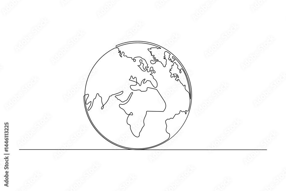Minimalist One Line Earth Globe – Vector World Map Concept for Global, Eco, and Education Themes Minimalist One Line Earth Globe – Vector World Map Concept for Global, Eco, and Education Themes