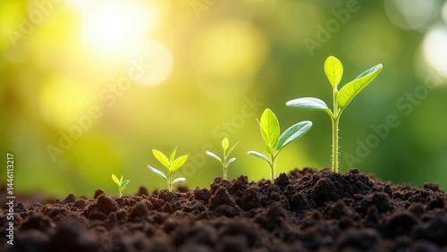Obraz na płótnie Concept of business growth,profit, development and success. Young plants increase on sunny background.Growing money,finance and investment.. w salonie