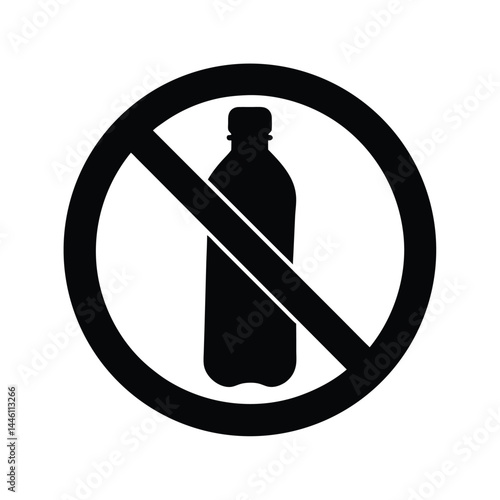Silhouette of Banned Plastic Bottle Sign