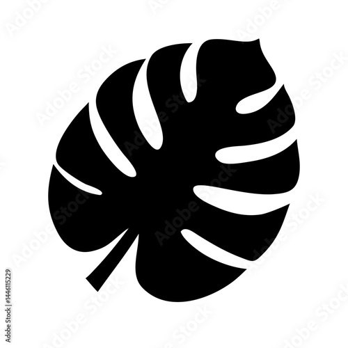 monstera leaf silhouette icon on transparent background for web and graphic design