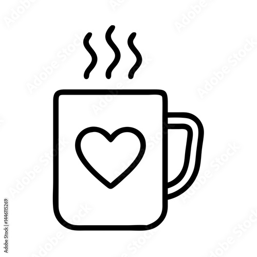 mug with heart graphic design on transparent background for web and graphic design