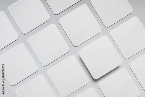 Rounded Corner Square Business Cards blank Mockup for presentation of design, 3d rendering