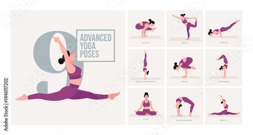 Advanced yoga poses. Young woman practicing Yoga pose. Woman workout fitness, aerobic and exercises. 
