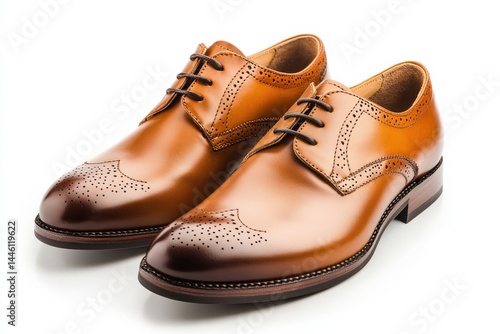Wallpaper Mural Exquisite tan leather brogue shoes classic design polished finish perfect for formal occasions Torontodigital.ca