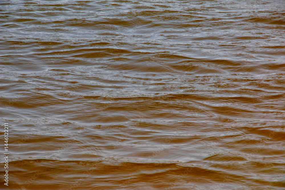 Background of Dnieper River water surface with ripples. River water in autumn in the rays of the setting sun. Natural color of river water. Water with small waves. Background of Dnieper River water surface with ripples. River water in autumn in the rays of the setting sun. Natural color of river water. Water with small waves.
