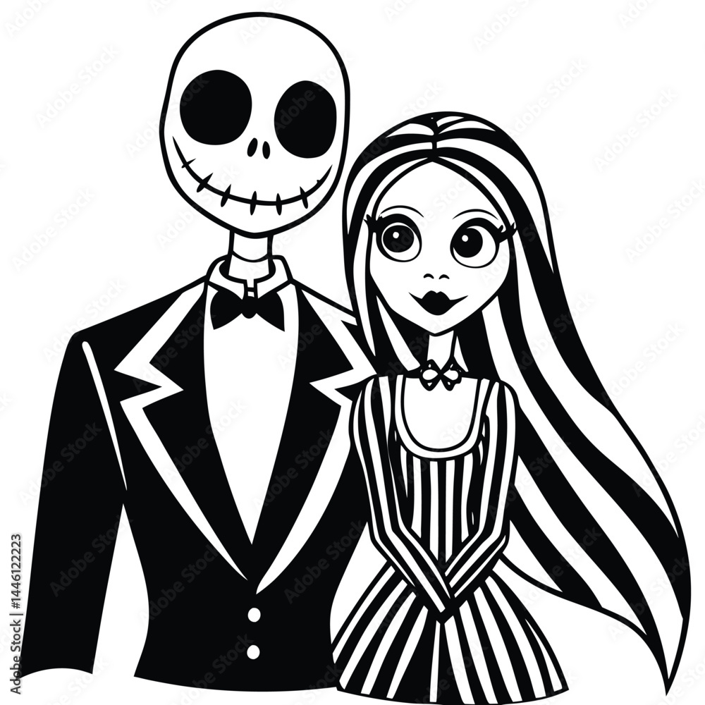 A jack-and-sally-couple-silhouette-vector A jack-and-sally-couple-silhouette-vector