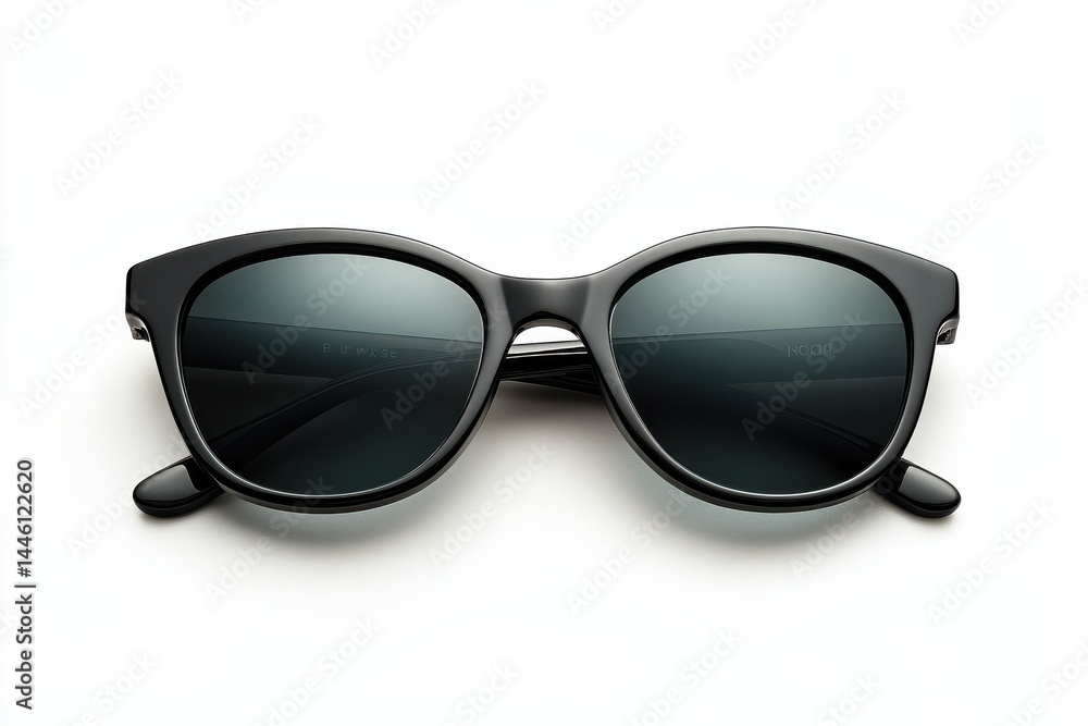 Stylish black sunglasses perfect summer accessory sleek design dark lenses clean background Stylish black sunglasses perfect summer accessory sleek design dark lenses clean background