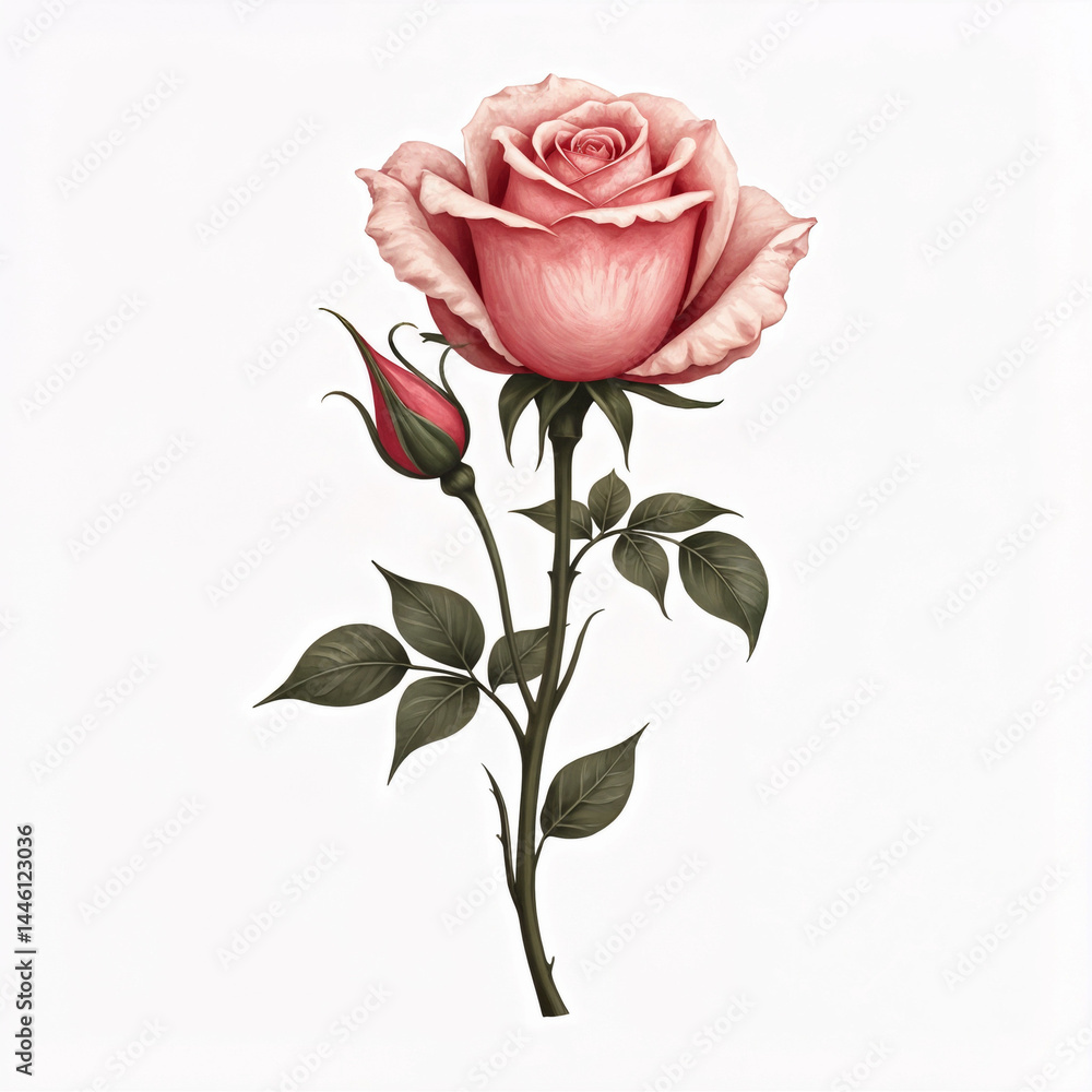 pink rose on a white background pink rose on a white background