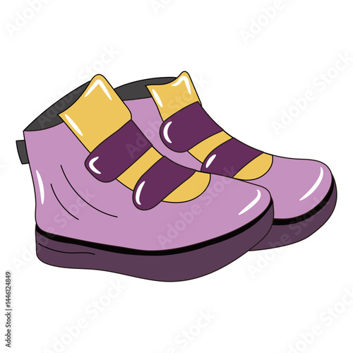 High-top sneakers with retro colors and velcro type