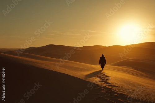 Obraz na płótnie Jesus Walking Alone Through Sahara Desert w salonie