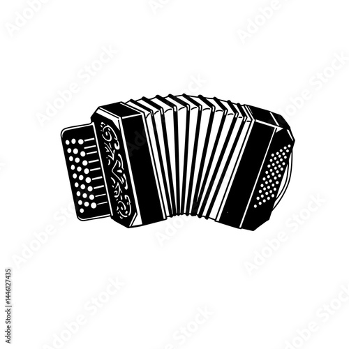 Bayan musical instrument illustration in black and white