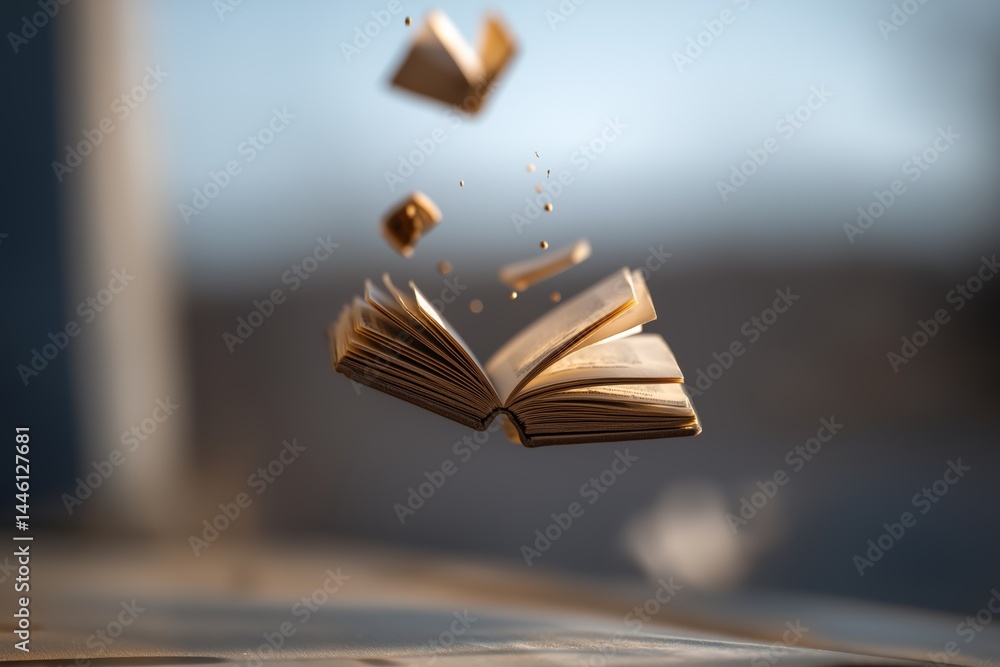 Floating Book Disassembled in Sunlight