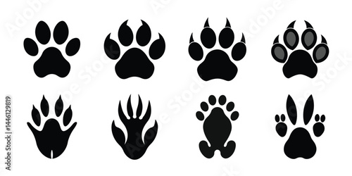 Animal Foot prints silhouette isolated