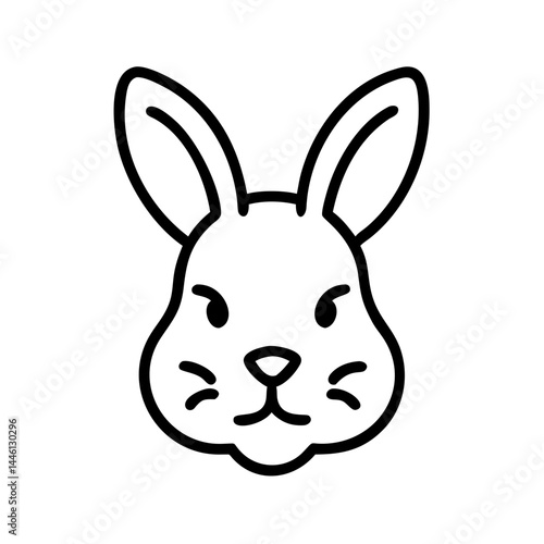 rabbit frontal view vector on transparent background for web and graphic design