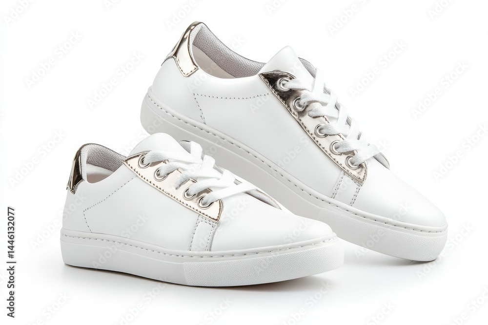 Stylish white sneakers with metallic accents perfect for casual wear A fashion statement for Stylish white sneakers with metallic accents perfect for casual wear A fashion statement for