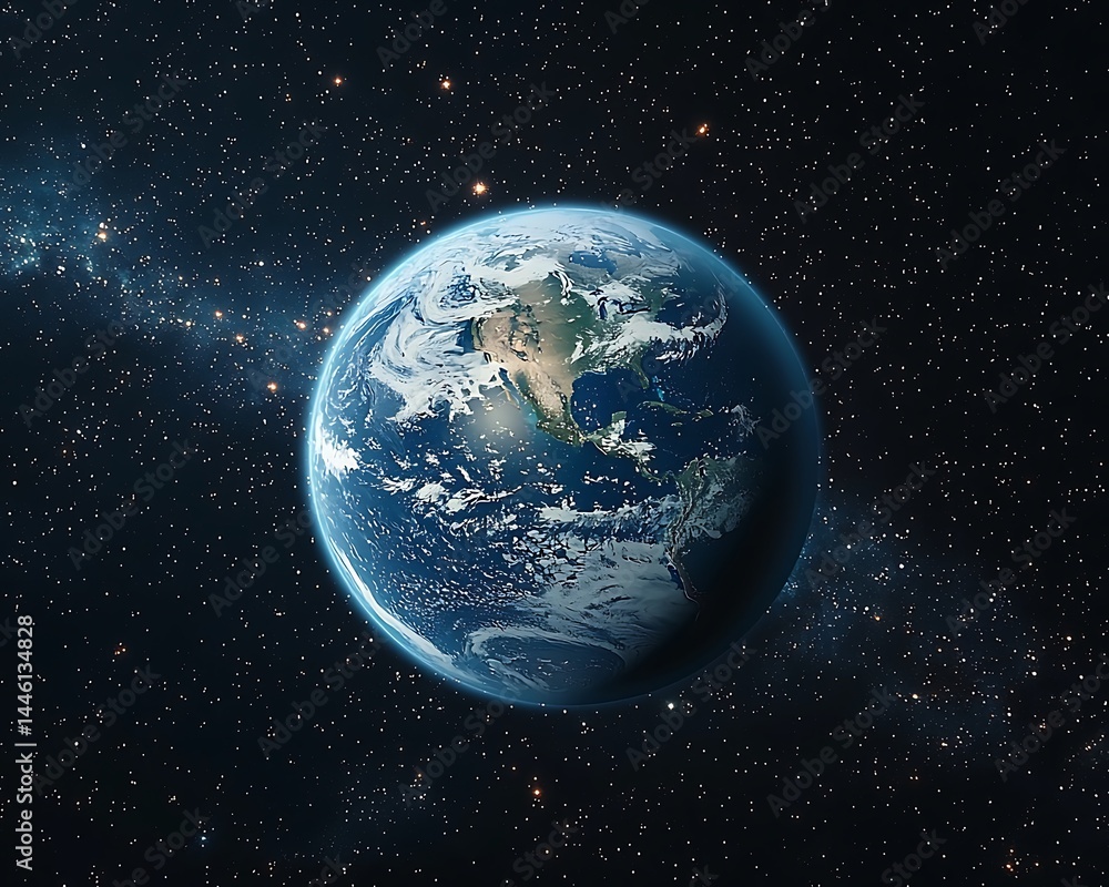 Obraz premium Earth from space, clouds, stars