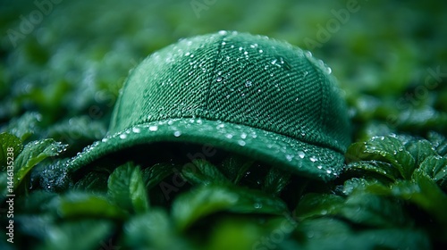 Urban style fluffy green cap photo