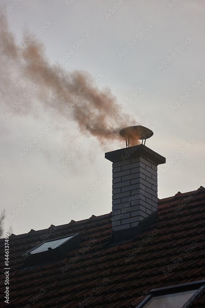 Smoking Chimney on a Roof