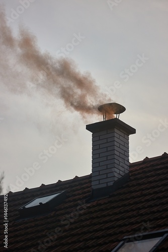 Obraz na płótnie Smoking Chimney on a Roof w salonie