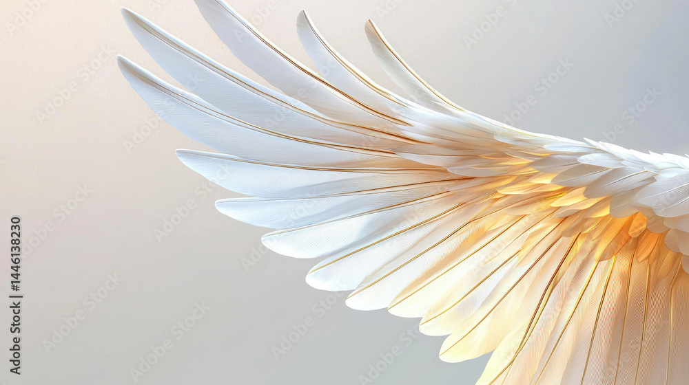 Naklejka premium Delicate angel wing with soft colors