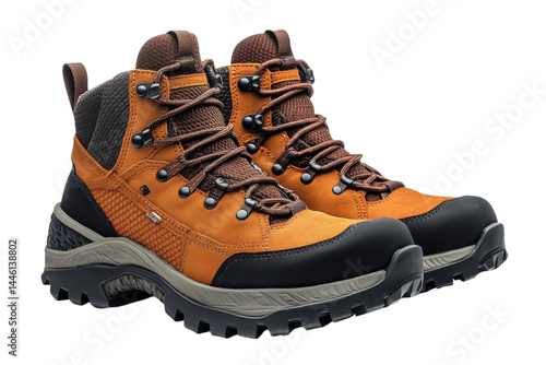 Sturdy orange hiking boots ready for adventure robust design textured suede leather durable sole