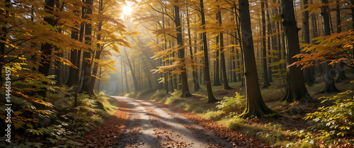 autumn forest in the morning