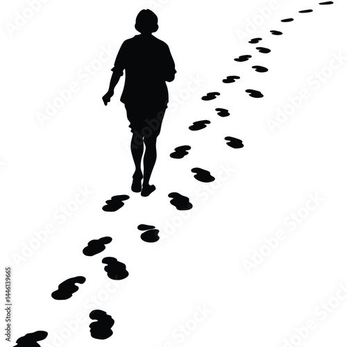 Woman Walking Away, Following Footprints A Journey of Self-Discovery