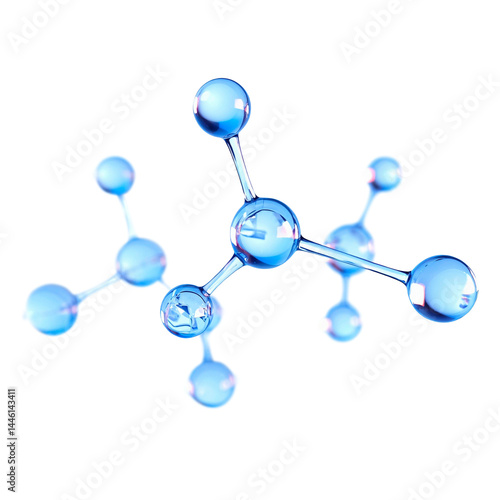 Representation of floating molecules as a representation and concept of science and chemistry, isolated with transparent background