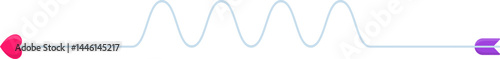 A colorful cupid's arrow with a heart-shaped tip, following a line that curves and then straightens.