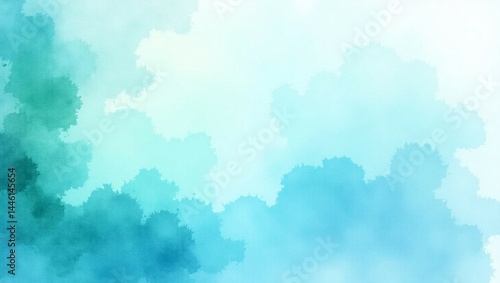 blue green and white watercolor background with abstract cloudy sky concept with color splash design and fringe bleed stains and blobsblue green and white watercolor background with abstract cloudy sk