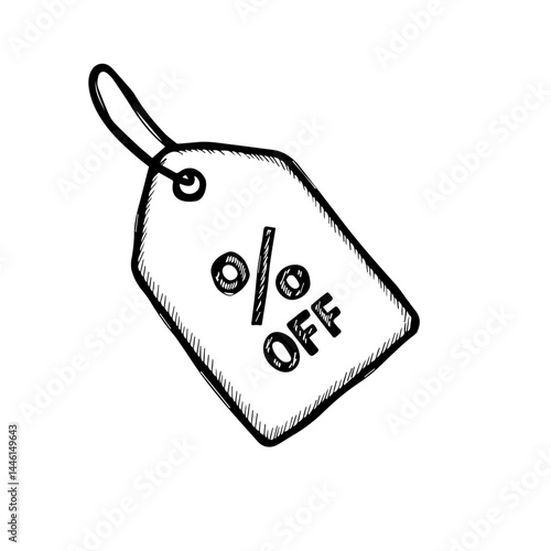 Sale Tag with Discount Percentage in Sketch Style  