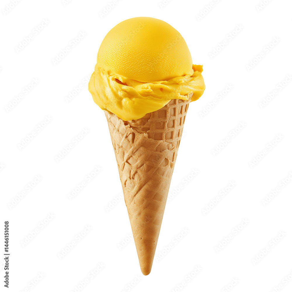 Mango ice cream in cone