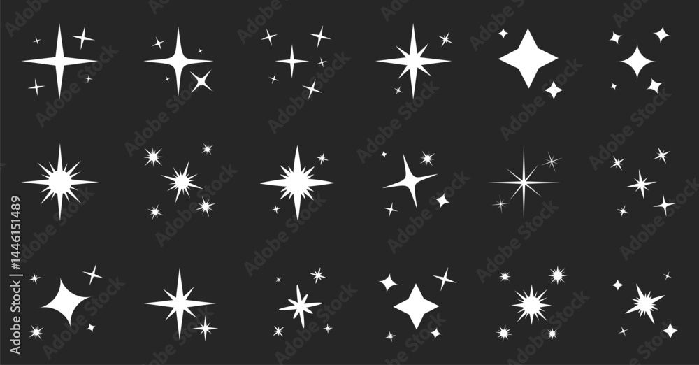 Fotografie Set of sparkling stars icon