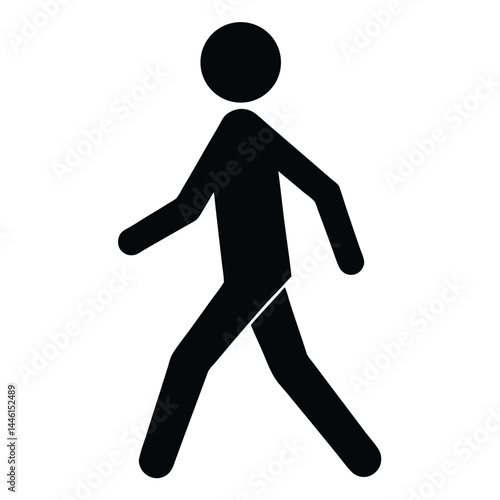Simple Walking Person Icon Black Silhouette Vector Illustration
