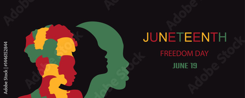 Juneteenth Emancipation Day. Annual American holiday June 19 poster. Juneteenth Independence Day Background. Black History Month. African American Liberation Day. Vector illustration.