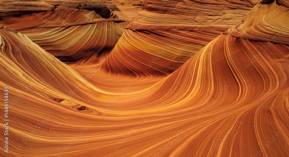 Obraz premium Arizona's Wave Rock Formation - Stunning of the swirling, orange and brown sandstone formations of Arizona's Wave Rock. Natural beauty, textured landscape