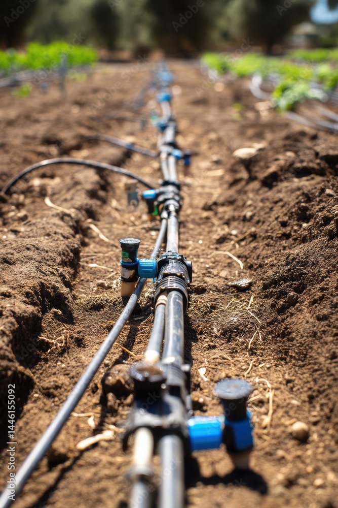 Water-Efficient Drip Irrigation Installation on a Sustainable Organic Farm for Eco-Friendly Agriculture