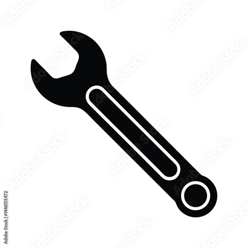 Wrench Tool Icon with Light Line for Repair