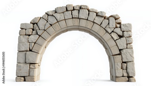 Obraz na płótnie Arched Stone Portal With Weathered Texture Isolated on White Background Ancient Architectural Ruin w salonie