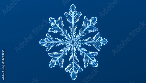 Obraz na płótnie Delicate Detailed Snowflake Macro Isolated on Blue Background Perfect for Winter Holiday Season and Decoration with Intricate Geometric Design Emphasizing Natural Patterns w salonie
